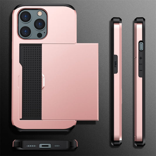 Applicable iphone 14 phone case Apple 13 slider insert card 2 in 1 anti-drop 12Pro wallet case XR