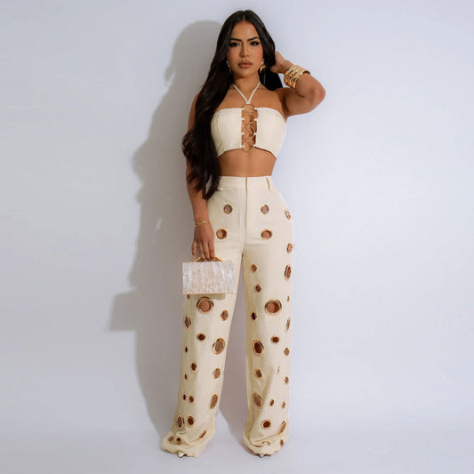 Style Sexy Ripped Fitted Two-Piece Nightclub Outfit