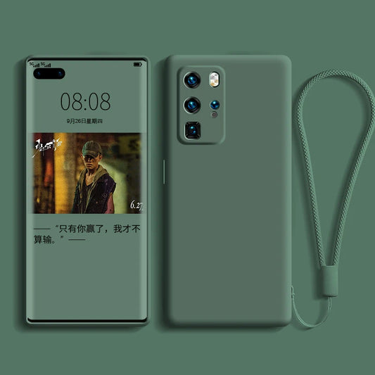 Liquid Silicone Case For Huawei P40 P30 P20 Lite Pro Full protector Camera Case For Huawei Mate 20 30 Lite Pro Cover with Strap