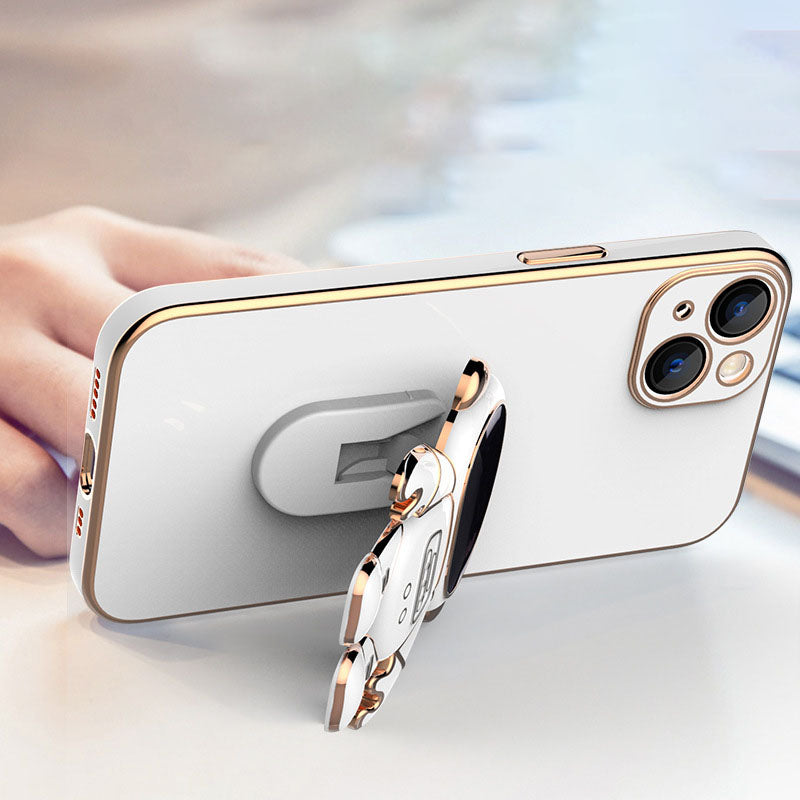 For iPhone13 Mobile Phone Shell New Electroplating 6D Astronaut Bracket Apple 12 Astronaut Anti-Fall Protective Cover