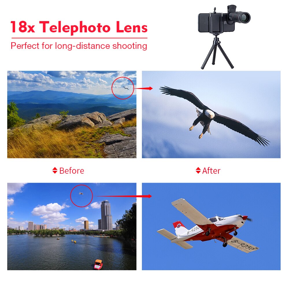 Mobile Phone Lens for iPhone Samsung Smartphones Universal Clip Telefon Camera Lens with Tripod