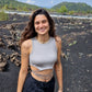 Slim fit exposed navel metal decorative vest for women