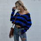 Women's striped loose short sweater
