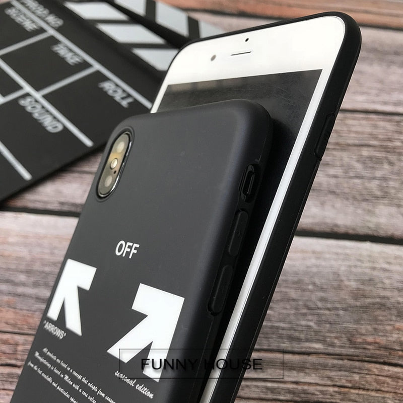 Twill off ow stripes soft silicon cover case for iphone 6 6S S plus 7 7plus 8 8plus X XR XS MAX white arrow phone couqe capa