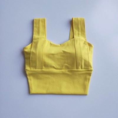 Yoga Bra Women Shockproof Sports Bra  Running Workout Gym Top Gathering Widened Shoulder Belt Bra Short Vest Tops