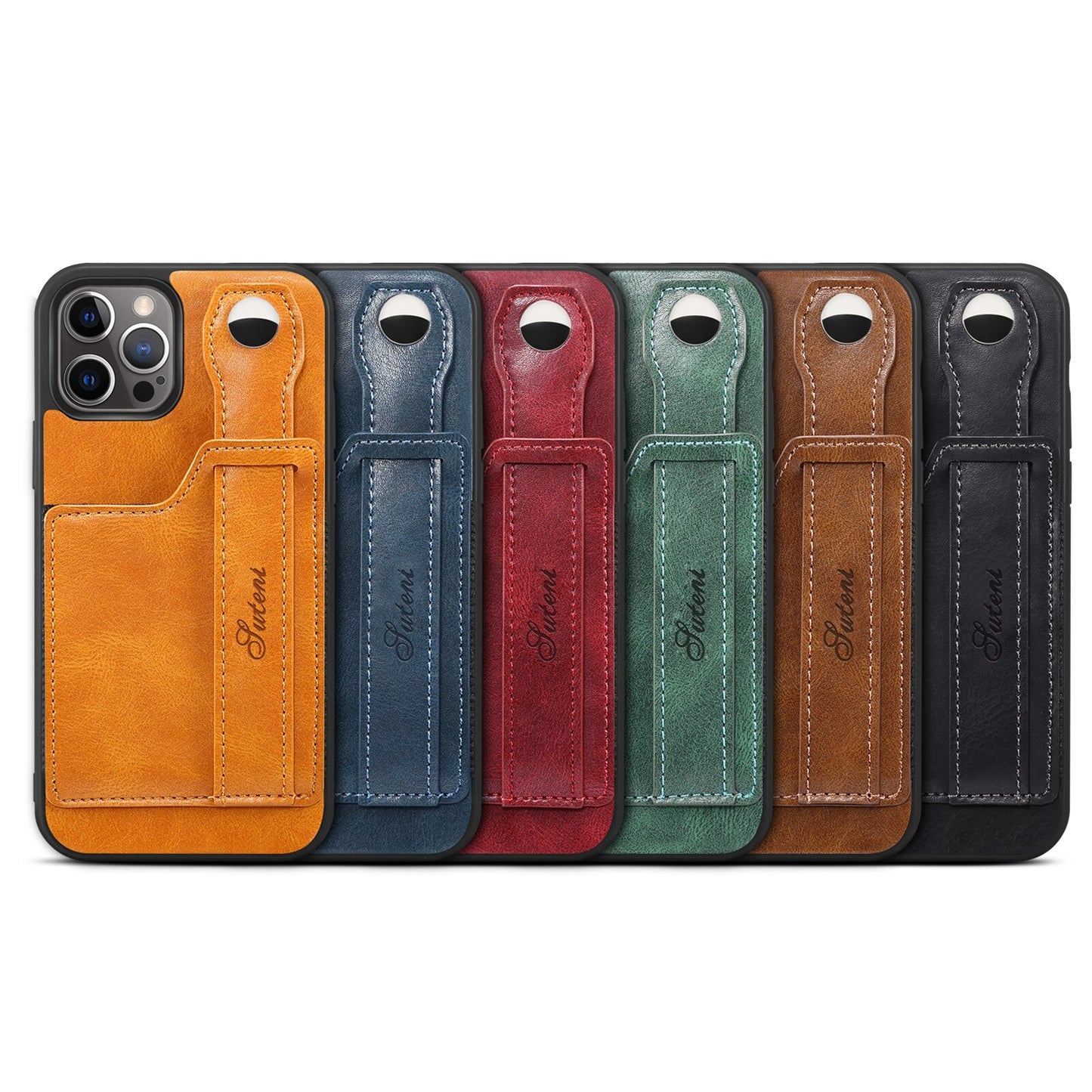 Luxury Leather Bracket Wristband Card Slot Holder Cover ShockProof Wallet Shell