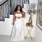 Women's Padded Strapless Top with Halter Neckline and Long Dress Two-Piece Set