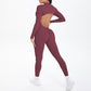 Style Half-Zip Yoga Jumpsuit, Bare-Skin Feel Slim Fit High Elastic Fitness Long Sleeve Long Pants Yoga Wear