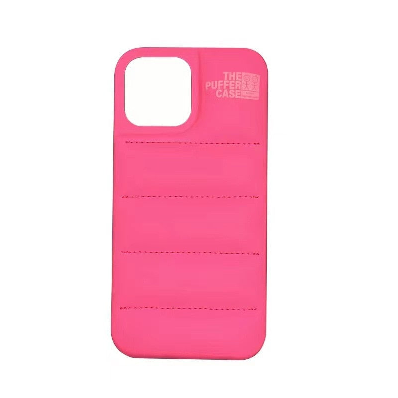 Fashion Solid Color Brand Down Jacket Phone Case For iPhone 13 12 11 Pro Max X XS XR 7 8 Plus SE 2020 The Puffer Case Soft Silicone Cover