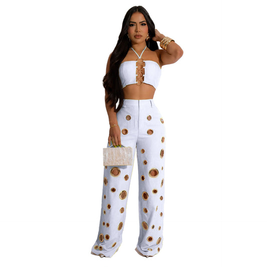 Style Sexy Ripped Fitted Two-Piece Nightclub Outfit