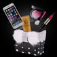 Leather Portable Car Storage Box Crystal Rhinestones Auto Outlet Air Vent Cosmetics Case Universal Mobile Phone Bag Pouch Bucket