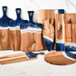 Wood Cutting Board Resin Blue green Wave Pattern