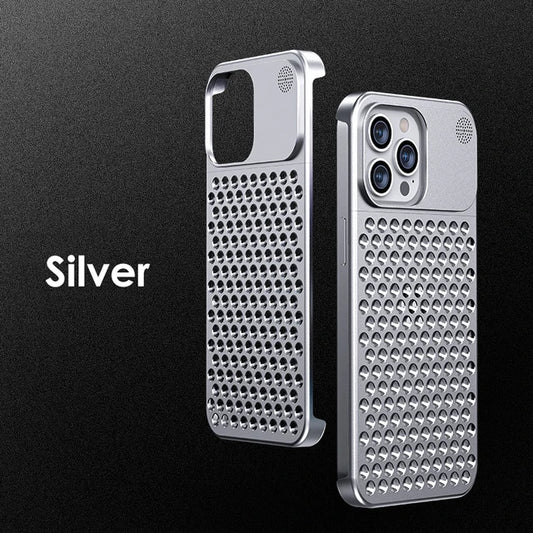 Metalen Warmteafvoer Telefoonhoes Voor Iphone 13 12 14 15 Pro Max Plus Koelende Geur Randloze Holle Aluminium Schokbestendige Hoes