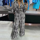 Style Printed Five-Quarter Sleeve V-Neck One-Piece Jumpsuit