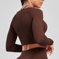 Sports Running Seamless Ribbed Long Sleeve Yoga Fitness Set, Bodycon High-Waisted Backless T-Shirt, Quick-Dry Workout Apparel