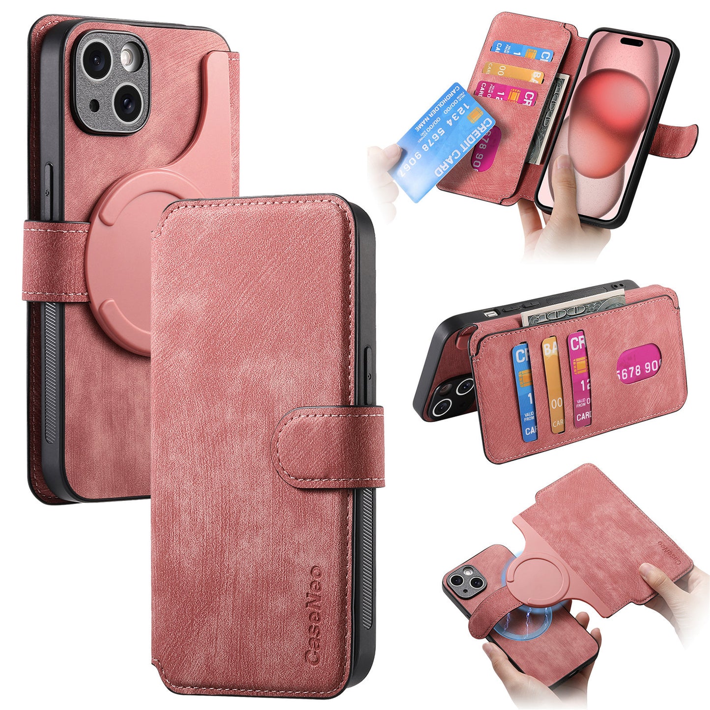 New magnetic separation suitable for Apple 16 mobile phone case Magsafe strong magnetic iPhone15 flip cover leather case 14 case