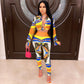 Digital Print Fitted Business Casual Long Sleeve Women's Set