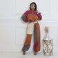 Sporty Woven Two-Piece Set with Zipper and Drawstring Design, Color-Blocked Printed Outfit