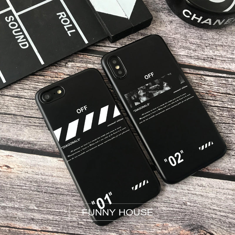 Twill off ow stripes soft silicon cover case for iphone 6 6S S plus 7 7plus 8 8plus X XR XS MAX white arrow phone couqe capa