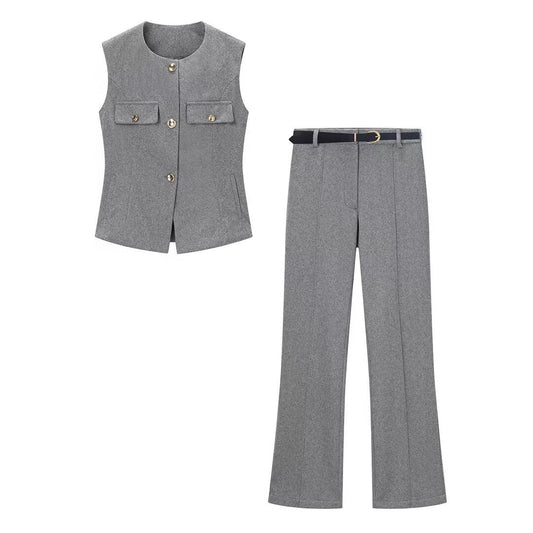 Herringbone A-line vest+flared leggings