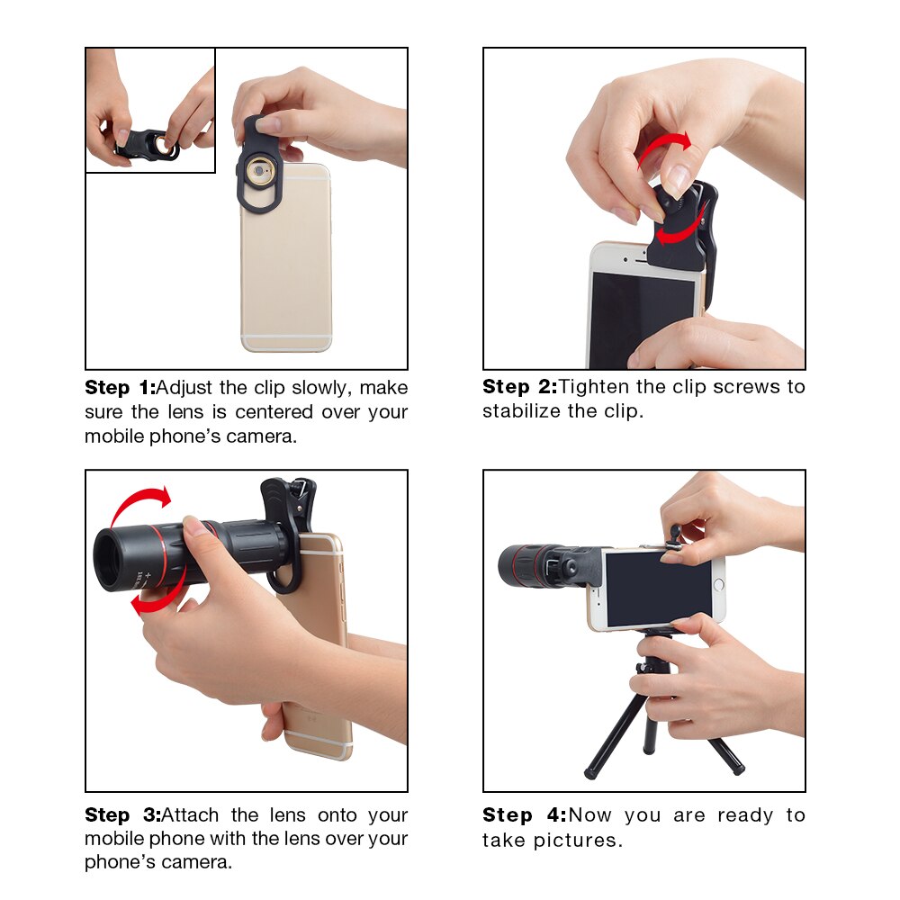 Mobile Phone Lens for iPhone Samsung Smartphones Universal Clip Telefon Camera Lens with Tripod
