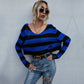 Women's striped loose short sweater