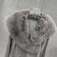 V-neck long sleeved women's fur collar top