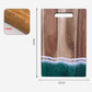 Wood Cutting Board Resin Blue green Wave Pattern