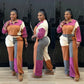 Sporty Woven Two-Piece Set with Zipper and Drawstring Design, Color-Blocked Printed Outfit