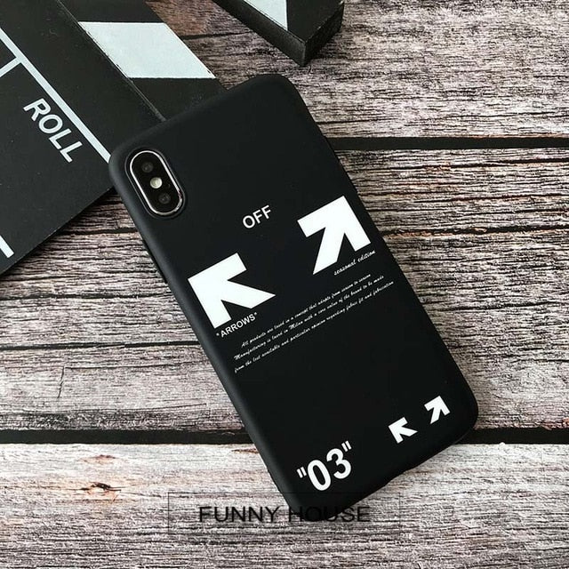 Twill off ow stripes soft silicon cover case for iphone 6 6S S plus 7 7plus 8 8plus X XR XS MAX white arrow phone couqe capa