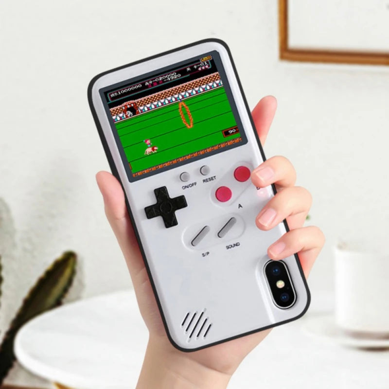 Gameboy Soft Phone Case Cover For iPhone X XR XS Max For iPhone 6 7 8 Plus Color Display 36 Classic Game Console Silicone Cover