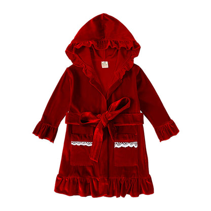 Children's bathrobes gold velvet men's and women's home clothes