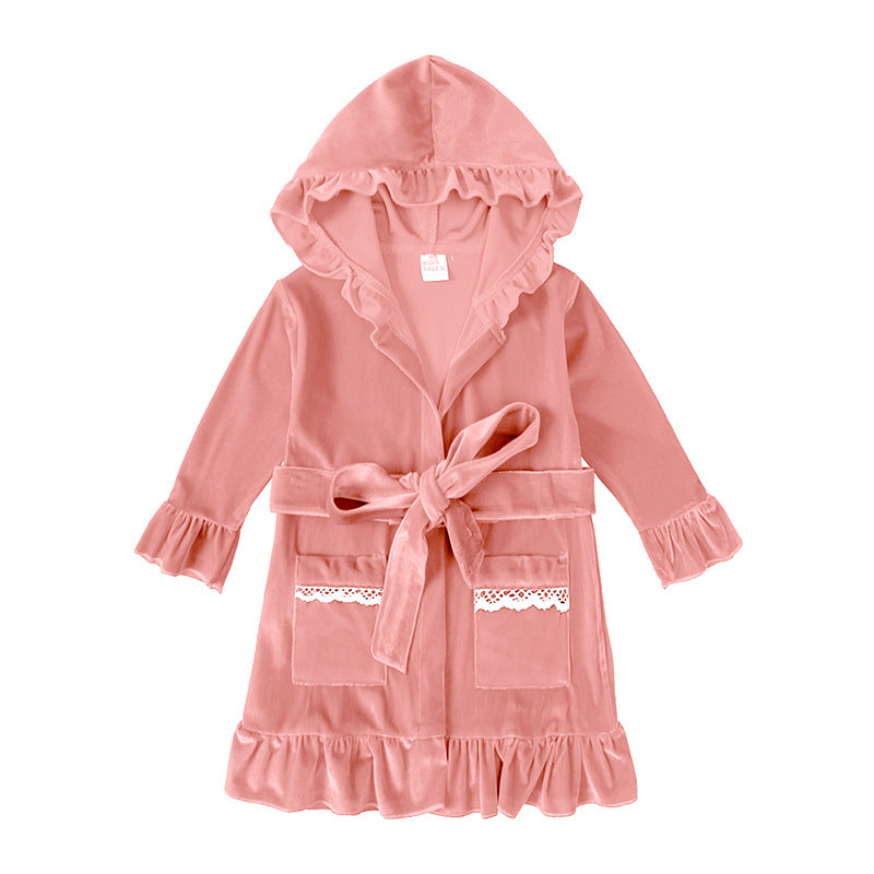 Children's bathrobes gold velvet men's and women's home clothes