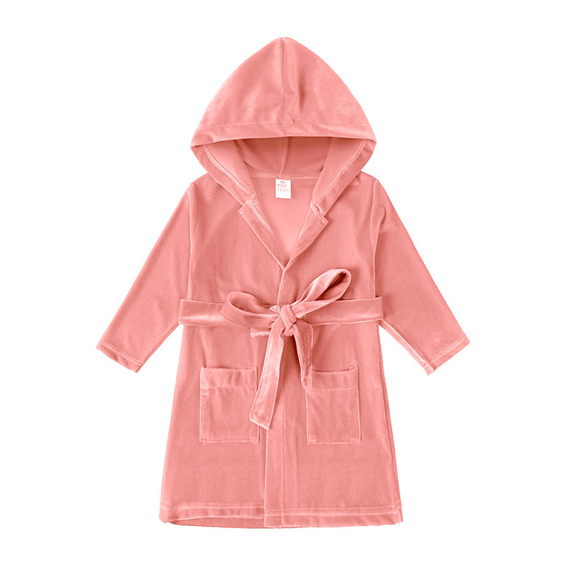 Children's bathrobes gold velvet men's and women's home clothes